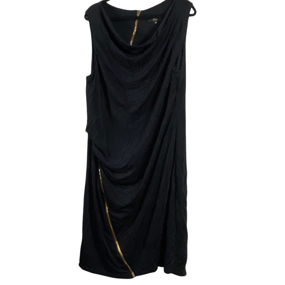 ABS Black Sleeveless Dress with sparkle and exposed zipper detailing Sz 3X